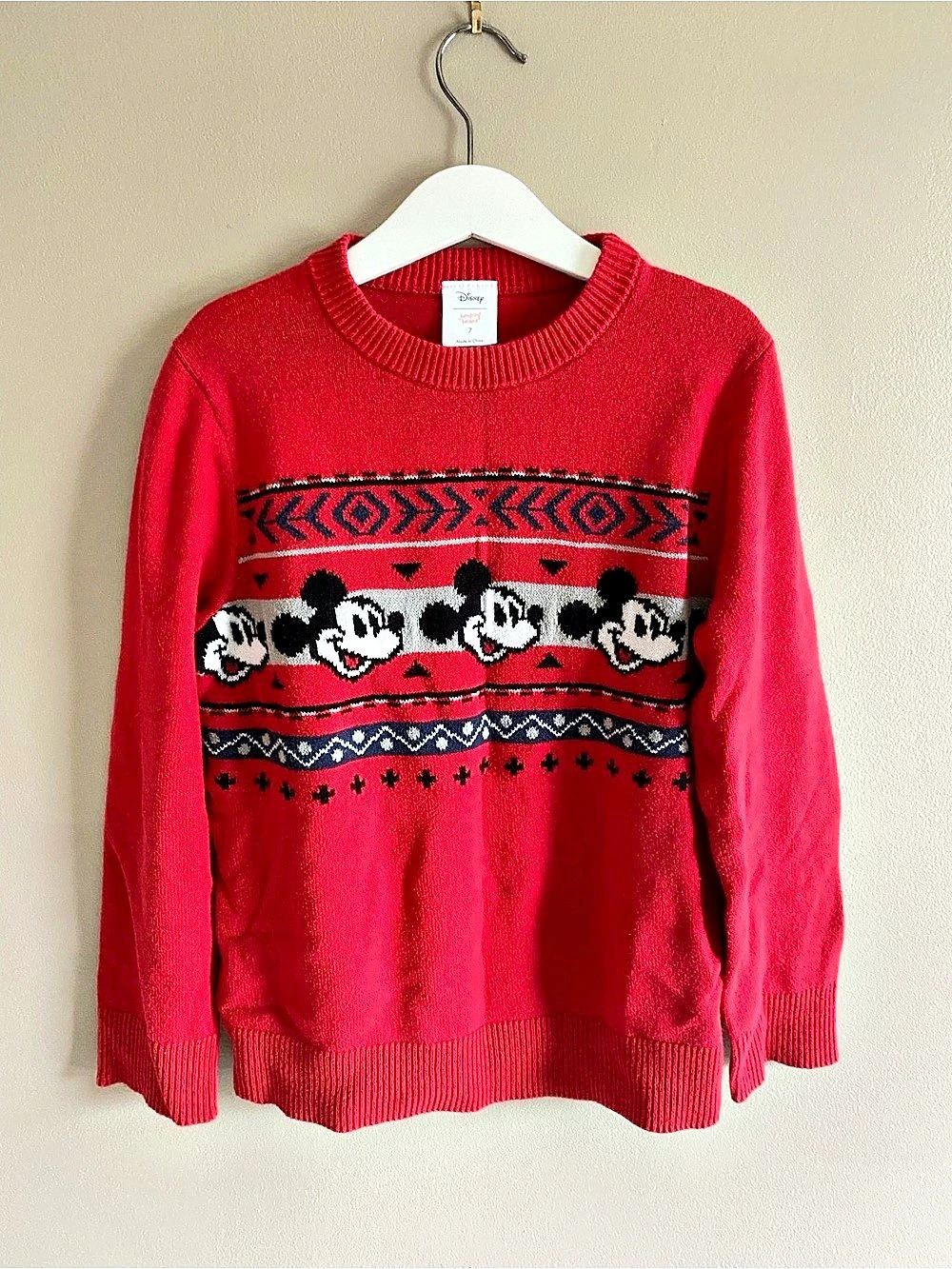 Disney Jumping Beans Mickey Mouse Graphic Sweater Red Girls Size 7